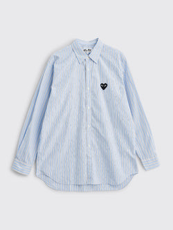 Comme des Garcons Play Small Heart LS Shirt Stripe Blue / White