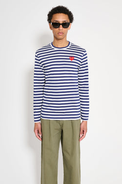 Comme des Garcons Play Small Heart LS T-shirt Navy Stripe