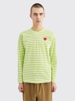 Comme des Garcons Play Small Heart LS T-shirt Stripe Green