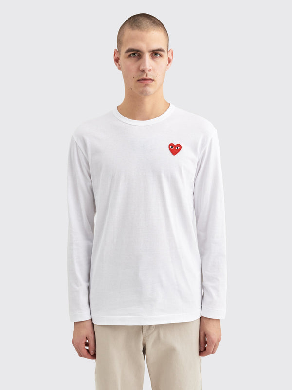 Comme des Garcons Play Small Heart LS T-shirt White Red