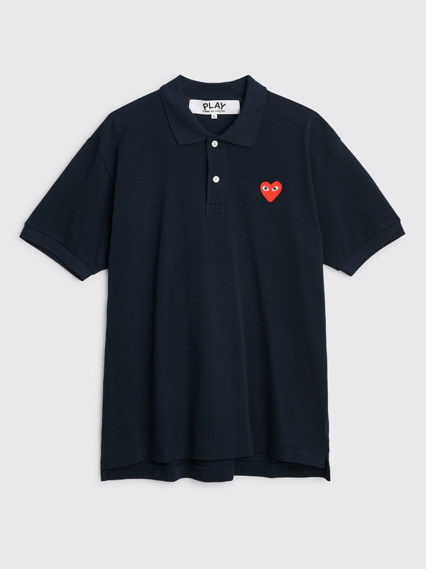 Comme des Garcons Play Small Heart Polo T-shirt Navy