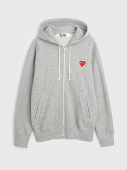 Comme des Garcons Play Small Heart Zip Hooded Sweatshirt Grey