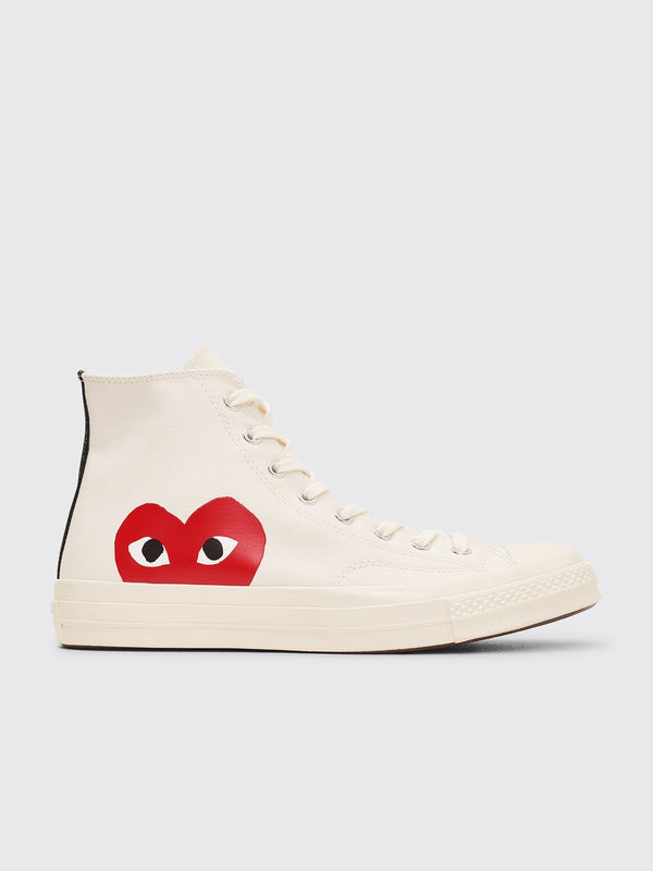 Comme des Garcons Play x Converse Chuck 70 Hi White Sneakers