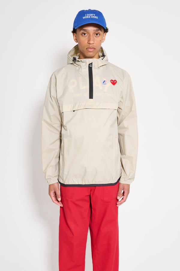 Comme des Garcons Play x K-Way Leon Half Zip Jacket Beige