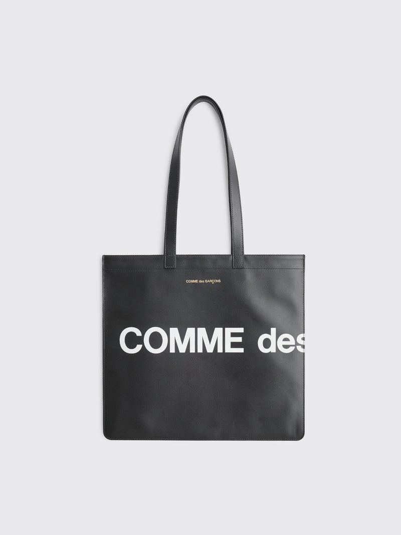 Comme des Garcons Wallet Huge Logo Leather Bag Black