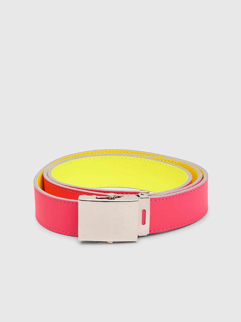 Comme des Garcons Wallet Super Fluo Leather Belt Pink / Yellow