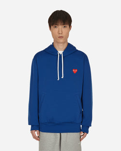 Comme Des Garçons Play Heart Patch Hooded Sweatshirt Blue