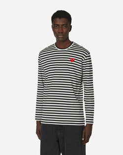 Comme Des Garçons Play Heart Striped Longsleeve T-Shirt Black