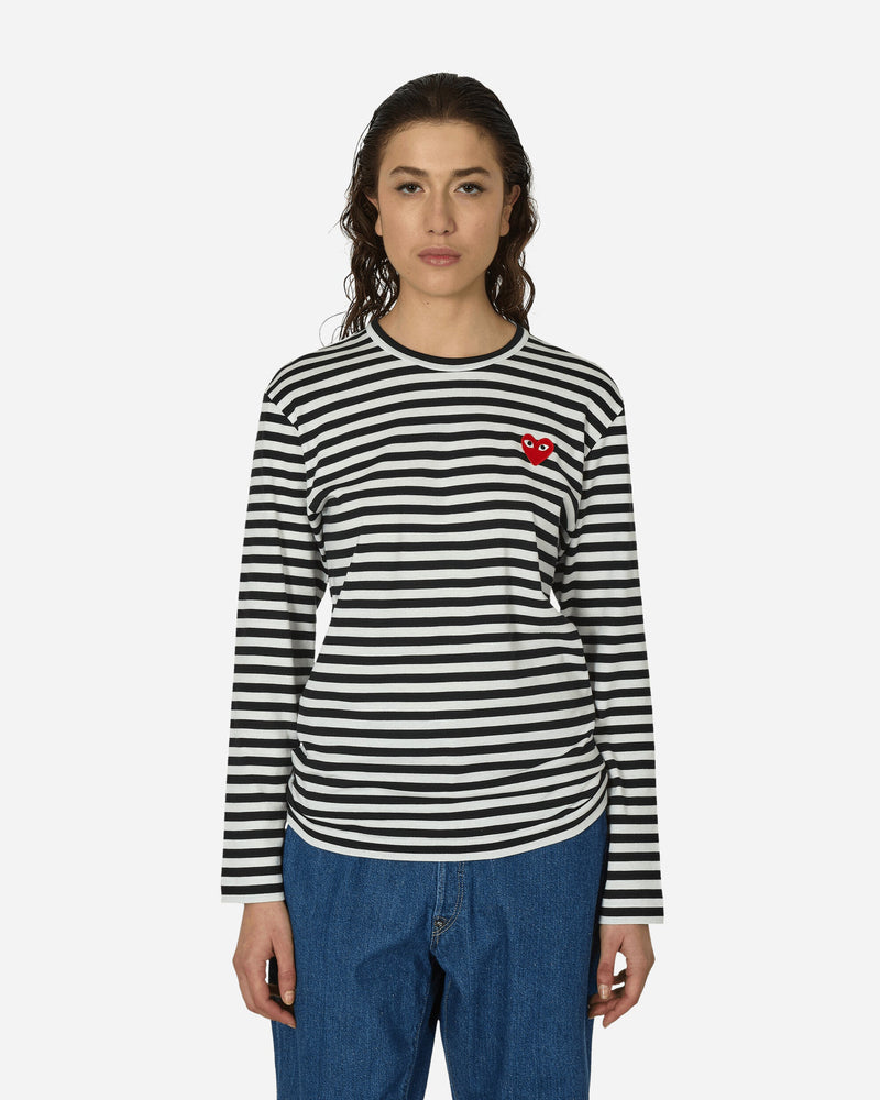 Comme Des Garçons Play Heart Striped Longsleeve T-Shirt Black