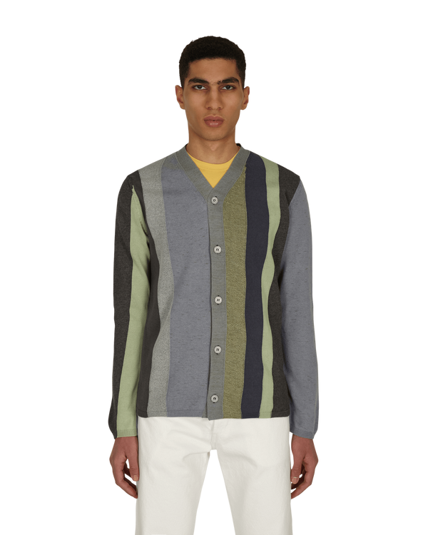 Comme Des Garçons Shirt V-Neck Striped Cardigan Black