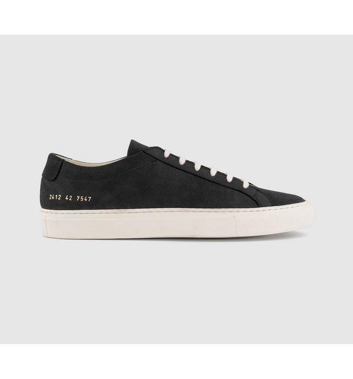 Common Projects Mens Achilles Low Nubuck Trainers Black White