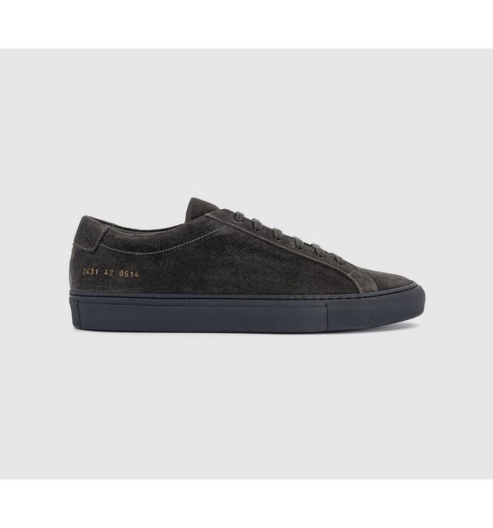 Common Projects Mens Achilles Low Suede Trainers Charcoal In Black