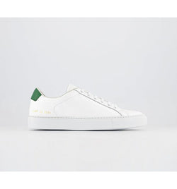 Common Projects Mens Retro Low Trainers White Green Leather