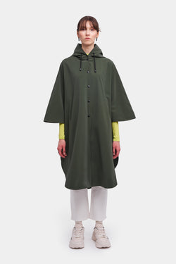 Concert Print Matte Poncho Dark Green