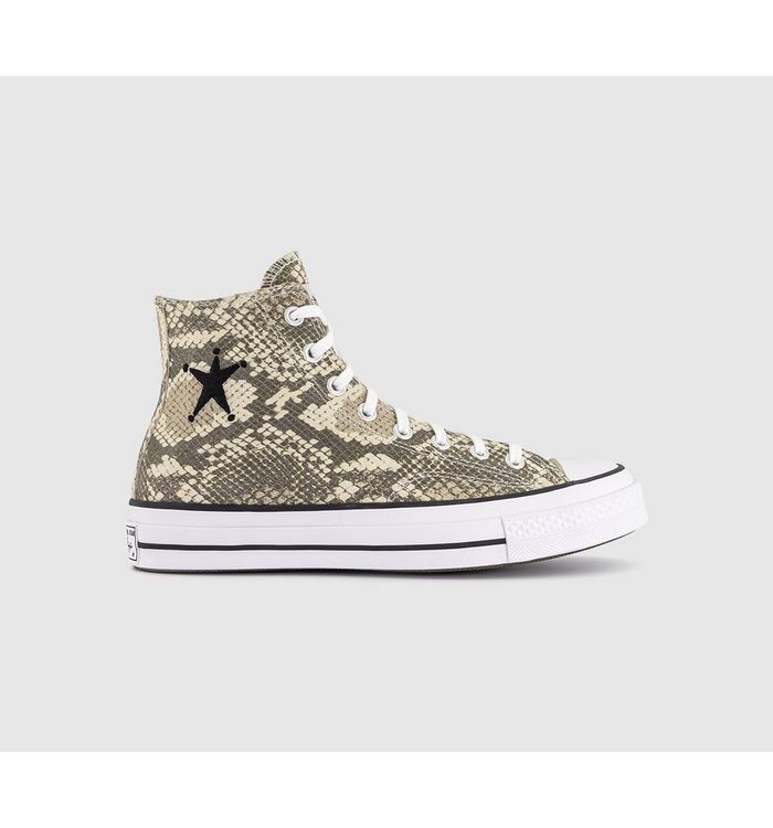 Converse Mens All Star Hi 70s Trainers Stussy Snakes Mixed Material In Grey/Beige/White