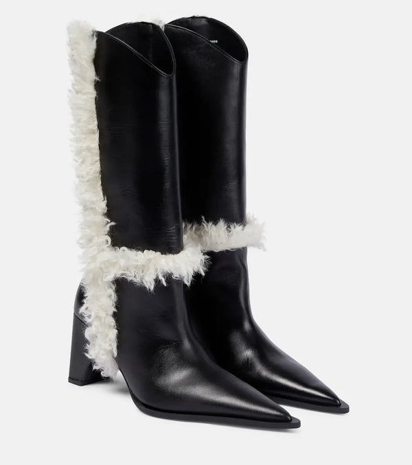 Coperni Bridge faux shearling-trimmed knee-high boots | LYBSTORE