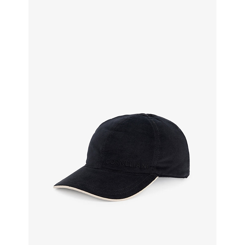 Mens Corneliani Logo-embroidered stretch-cotton corduroy baseball cap