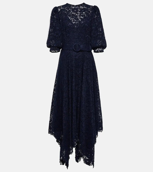 Costarellos Belted lace midi dress