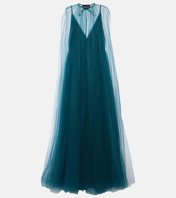 Costarellos Cassandra caped tulle gown | LYBSTORE