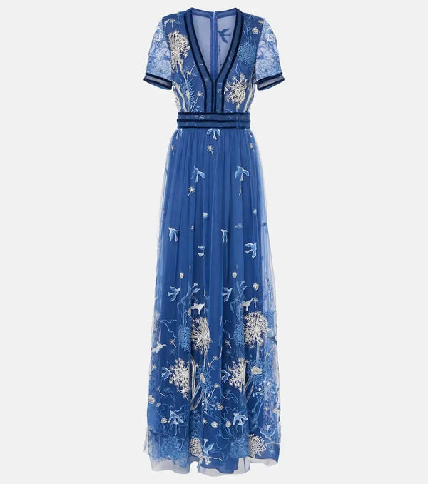 Costarellos Floral embroidered gown | LYBSTORE