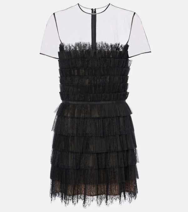 Costarellos Hayla tulle and chantilly lace minidress | LYBSTORE