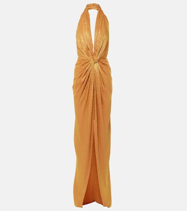 Costarellos Joa gathered halterneck gown | LYBSTORE