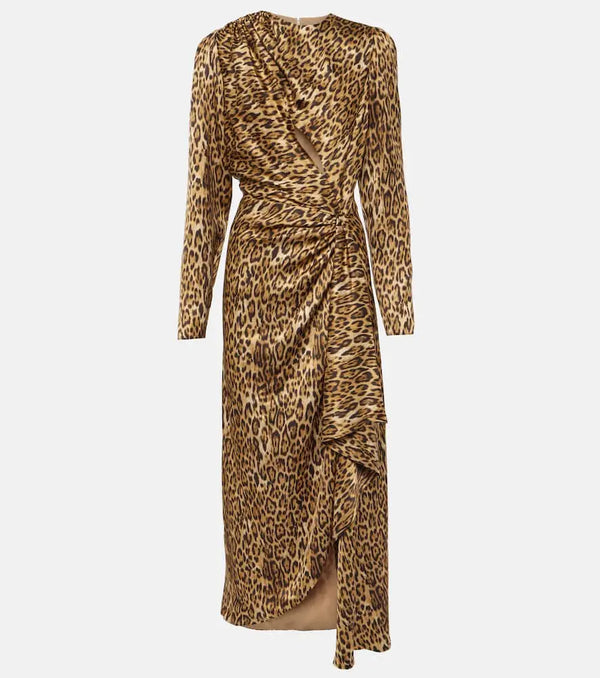 Costarellos Lala leopard-print satin midi dress | LYBSTORE