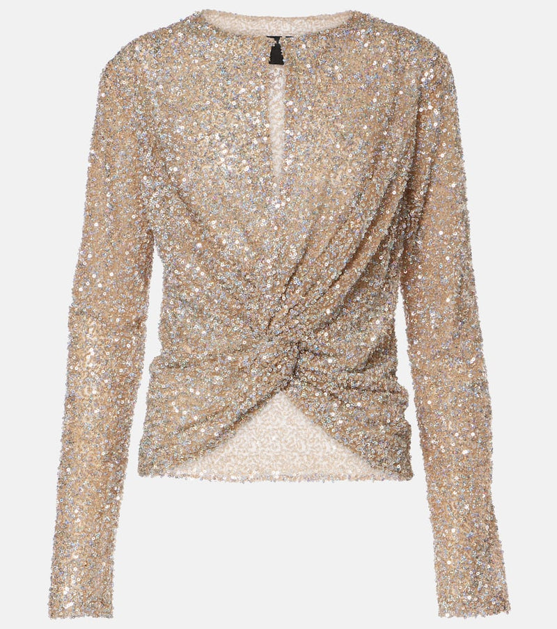 Costarellos Noa sequined cutout top