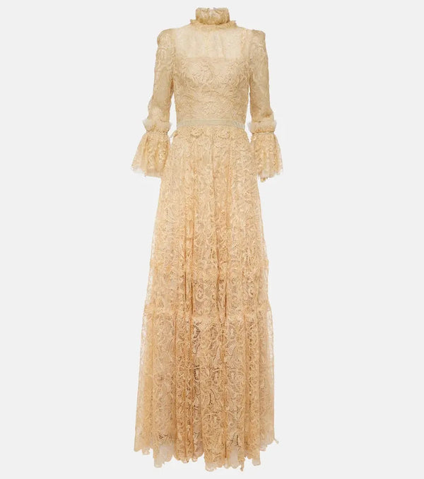 Costarellos Ruched lace gown | LYBSTORE