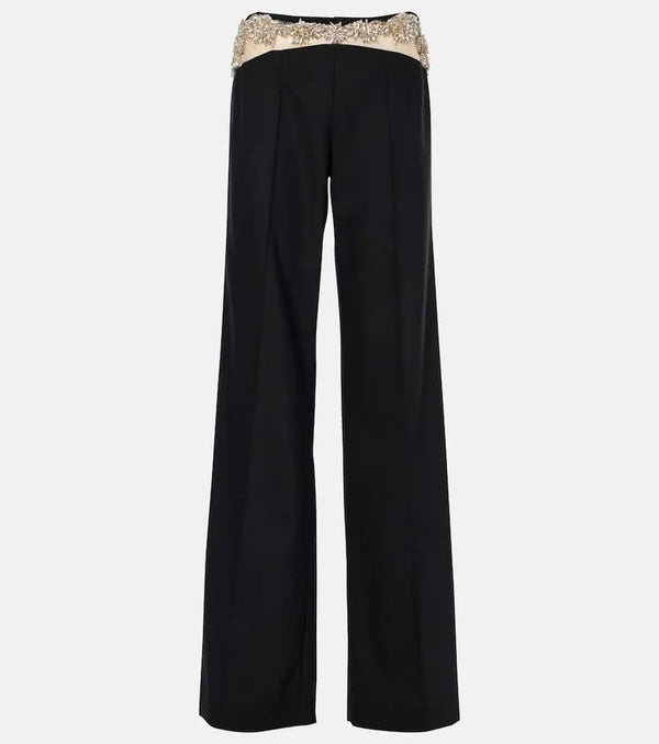 Costarellos Stelle embellished wool-blend slim pants | LYBSTORE