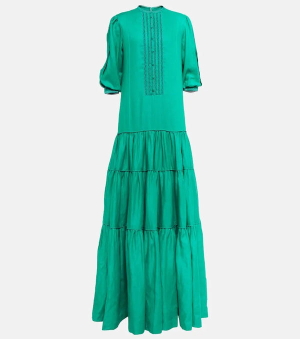 Costarellos Tiered linen maxi dress | LYBSTORE