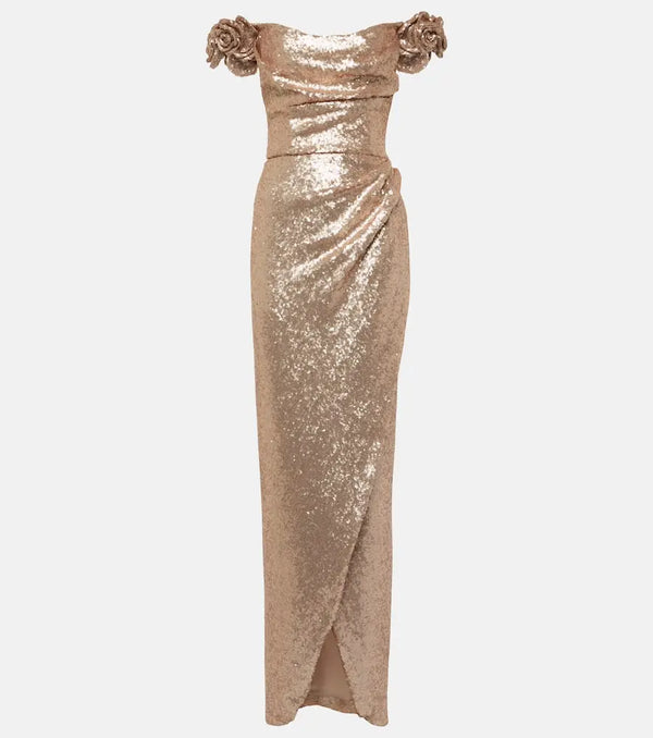 Costarellos Vespera off-shoulder sequined gown | LYBSTORE