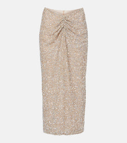 Costarellos Zuri ruched sequined midi skirt