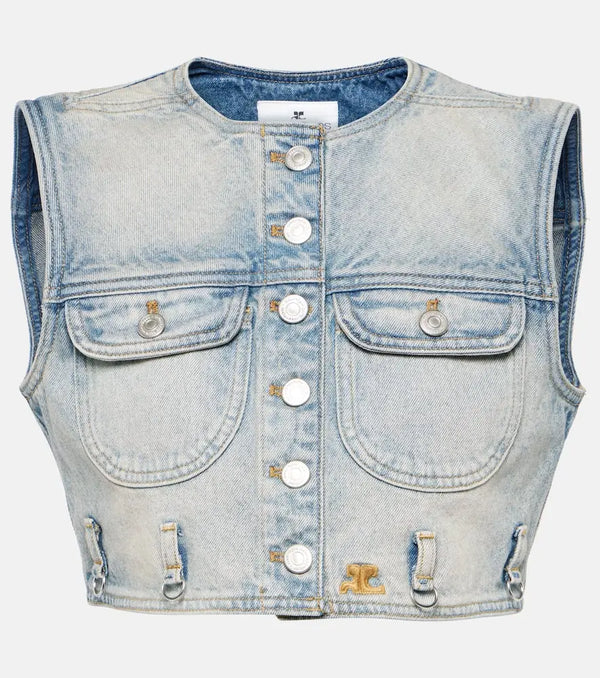 Courrèges Cropped denim vest | LYBSTORE