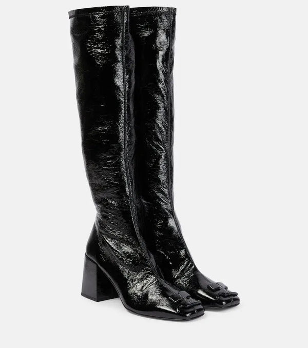 Courrèges Heritage logo vinyl knee-high boots | LYBSTORE