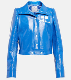 Courrèges Logo cropped faux leather jacket