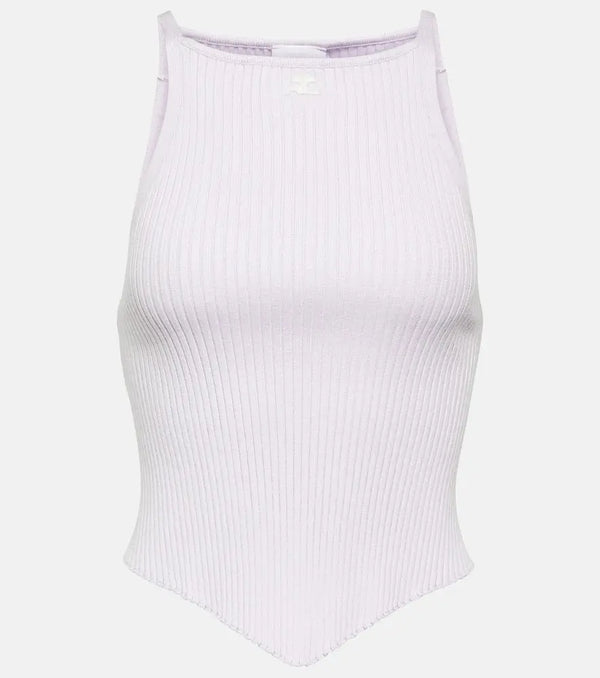 Courrèges Logo ribbed-knit tank top