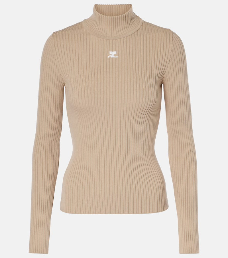 Courrèges Logo ribbed-knit top