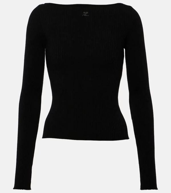 Courrèges Off-shoulder ribbed-knit top | LYBSTORE