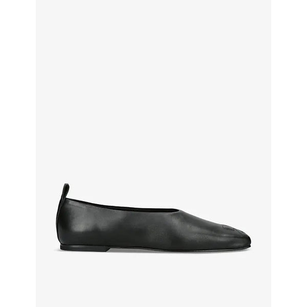 Courreges Square-toe branded leather flats