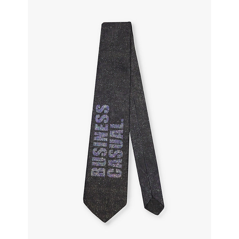 Mens Cowboys Of Habit Business Casual rhinestone-embellished denim tie