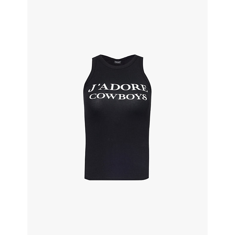 Womens Cowboys Of Habit J'adore Cowboys logo-print stretch-cotton top