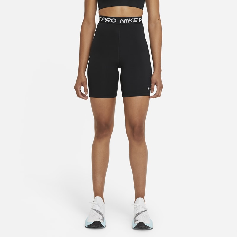 Shorts de 18 cm de tiro alto para mujer Nike Pro 365 - Negro - 50% Poliéster reciclado - 50% materiales sostenibles