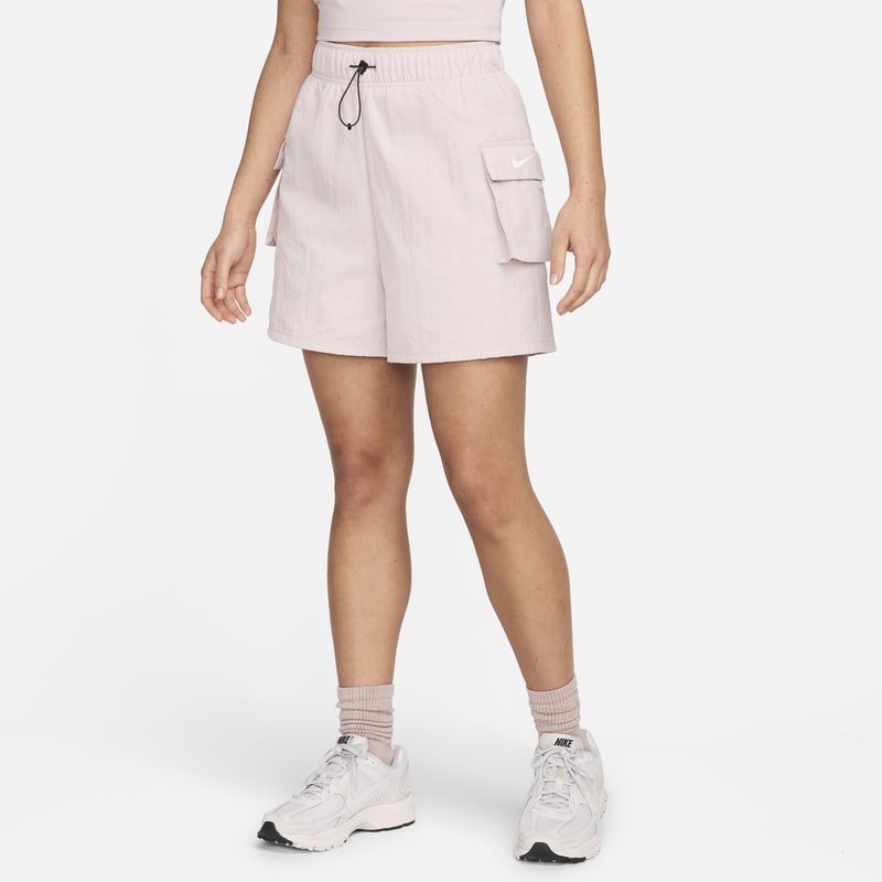 Shorts de tiro alto de tejido Woven para mujer Nike Sportswear Essential - Morado