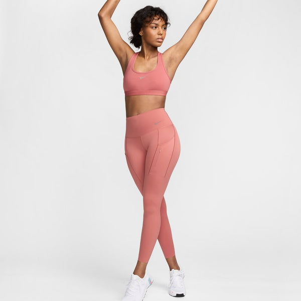 Leggings de tiro alto de 7/8 de sujeción firme con bolsillos para mujer Nike Go - Rosa