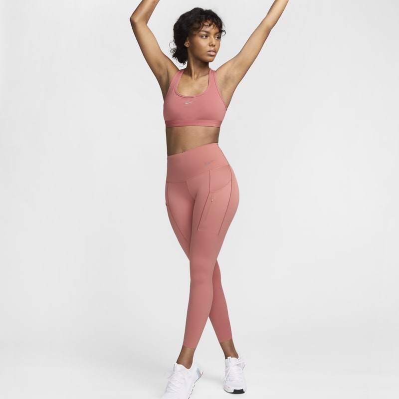 Leggings de tiro alto de 7/8 de sujeción firme con bolsillos para mujer Nike Go - Rosa