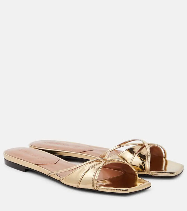 D'Accori Lust metallic leather slides | LYBSTORE