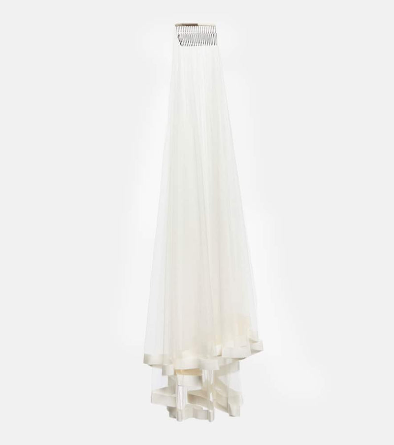 Danielle Frankel Grosgrain-trimmed veil