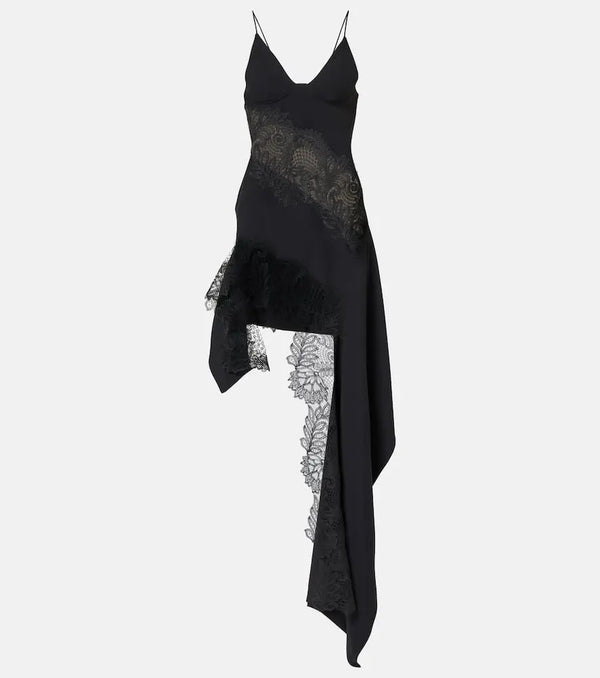 David Koma Asymmetric lace-trimmed minidress | LYBSTORE