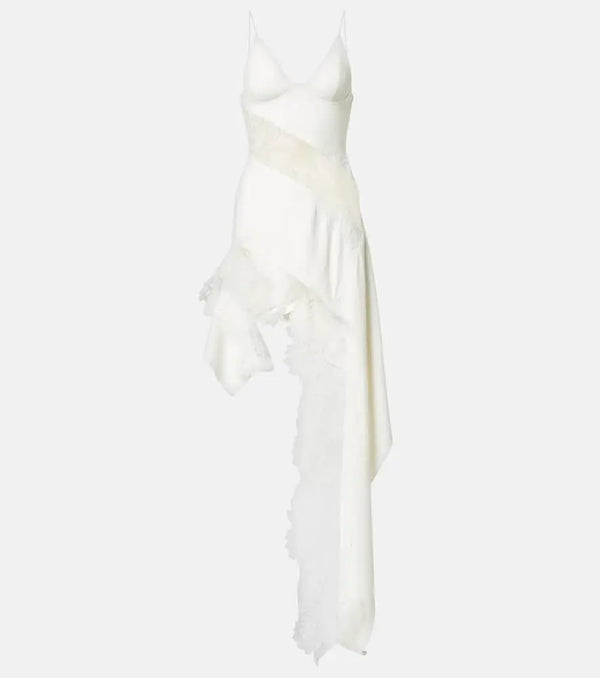 David Koma Bridal asymmetric lace-trimmed minidress